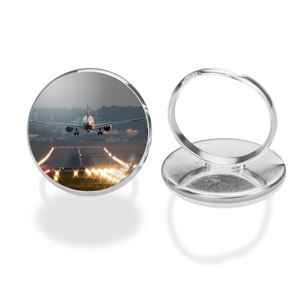 Magnificent Airplane Landing Printed Designed Rings