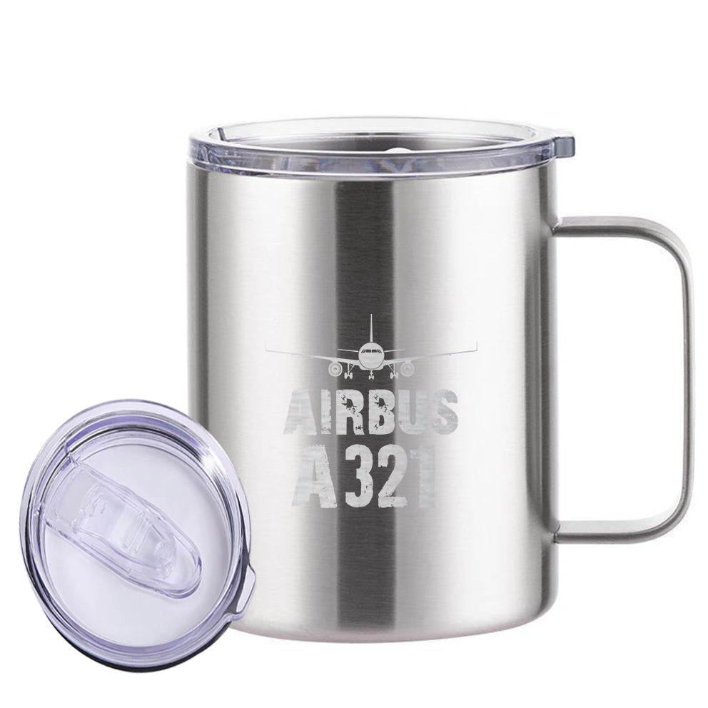 Airbus A321 & Plane Designed Stainless Steel Laser Engraved Mugs
