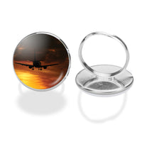 Thumbnail for Beautiful Aircraft Landing at Sunset Designed Rings