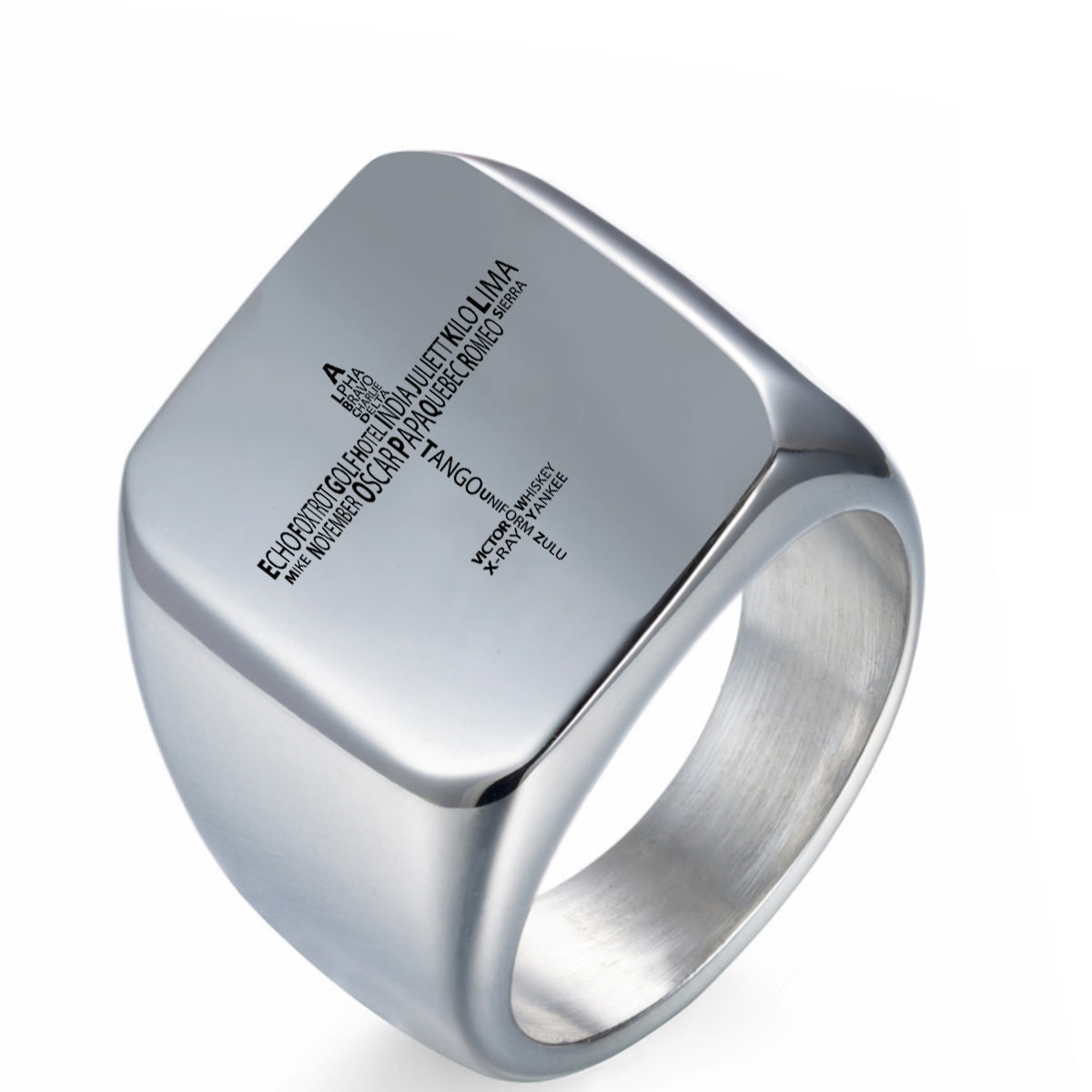 Propeller Shape Aviation Alphabet Designed Men Rings