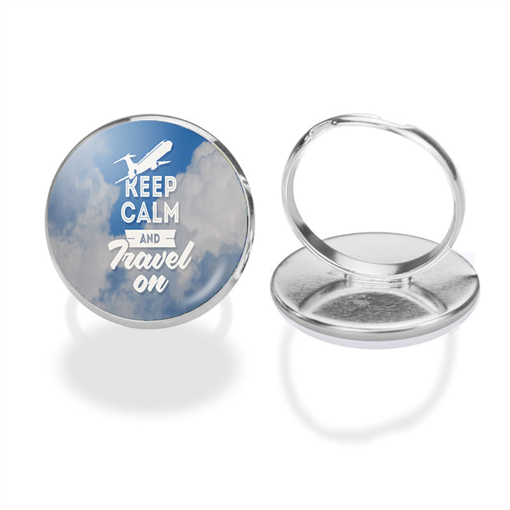 Keep Calm and Travel On Designed Rings