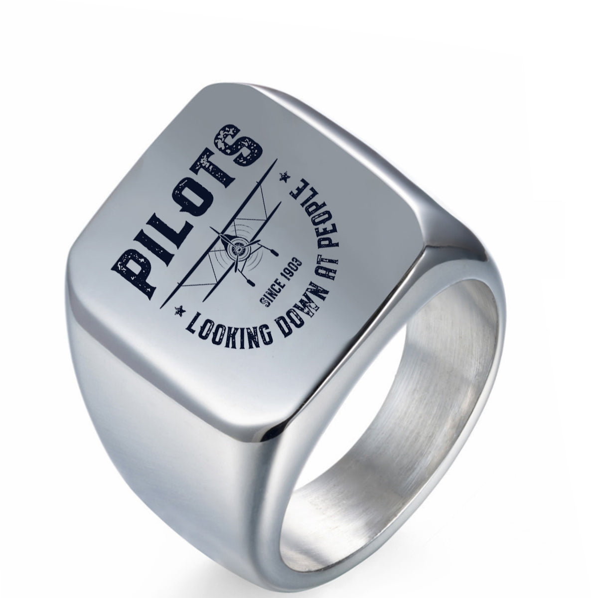 Pilots Looking Down at People Since 1903 Designed Men Rings
