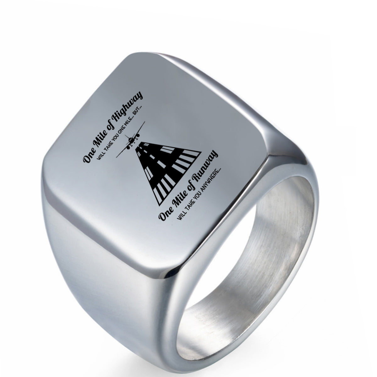 One Mile of Runway Will Take you Anywhere Designed Men Rings