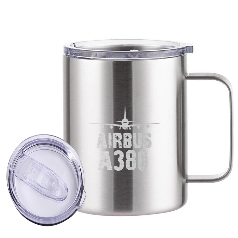 Airbus A380 & Plane Designed Stainless Steel Laser Engraved Mugs