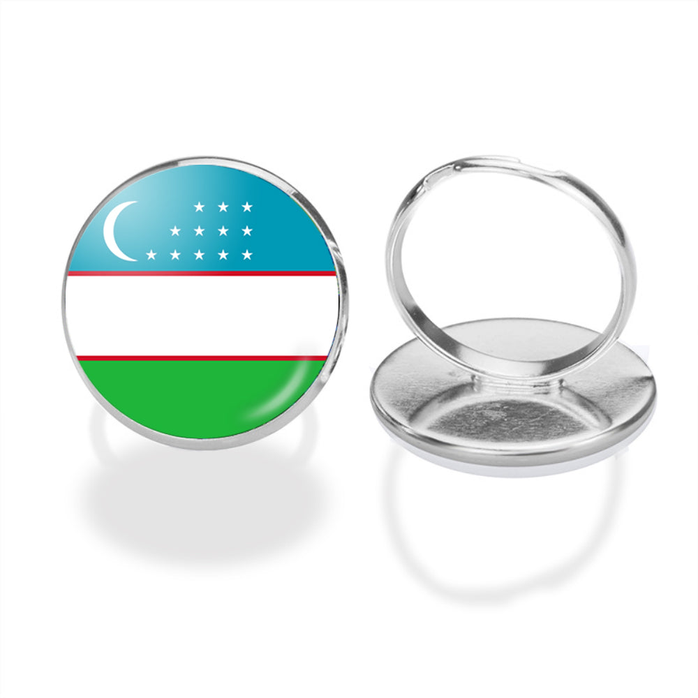 Uzbekistan Flag Designed Rings