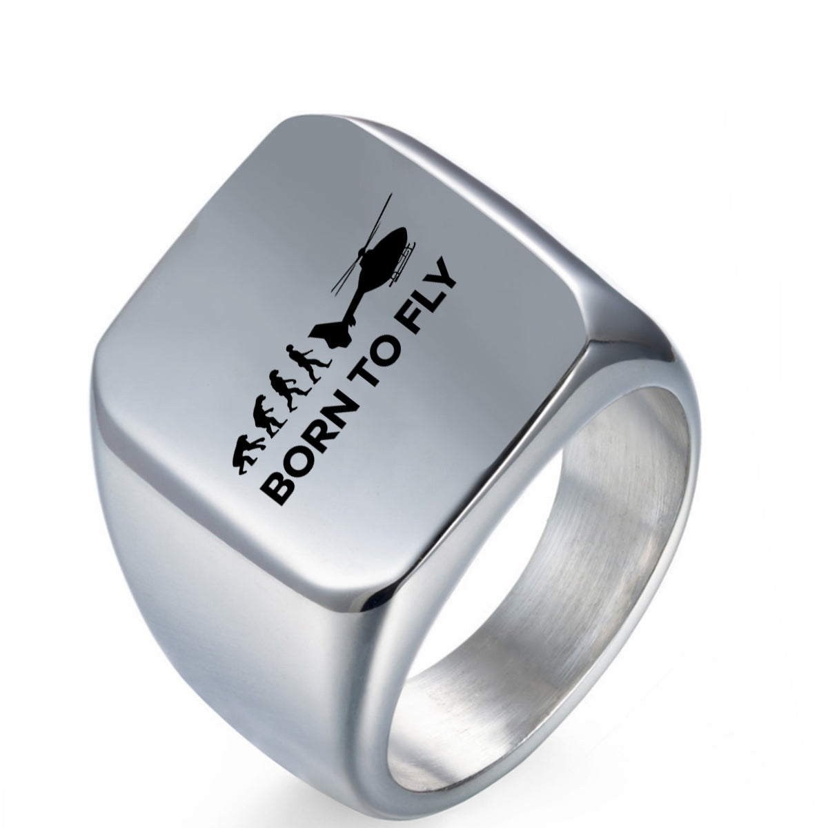 Born To Fly Helicopter Designed Men Rings