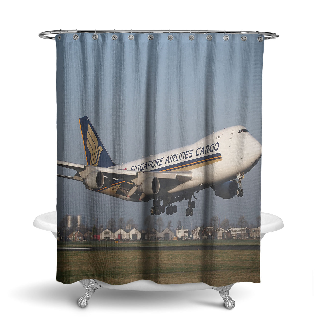 Singapore Airlines Cargo Boeing 747 Designed Shower Curtains