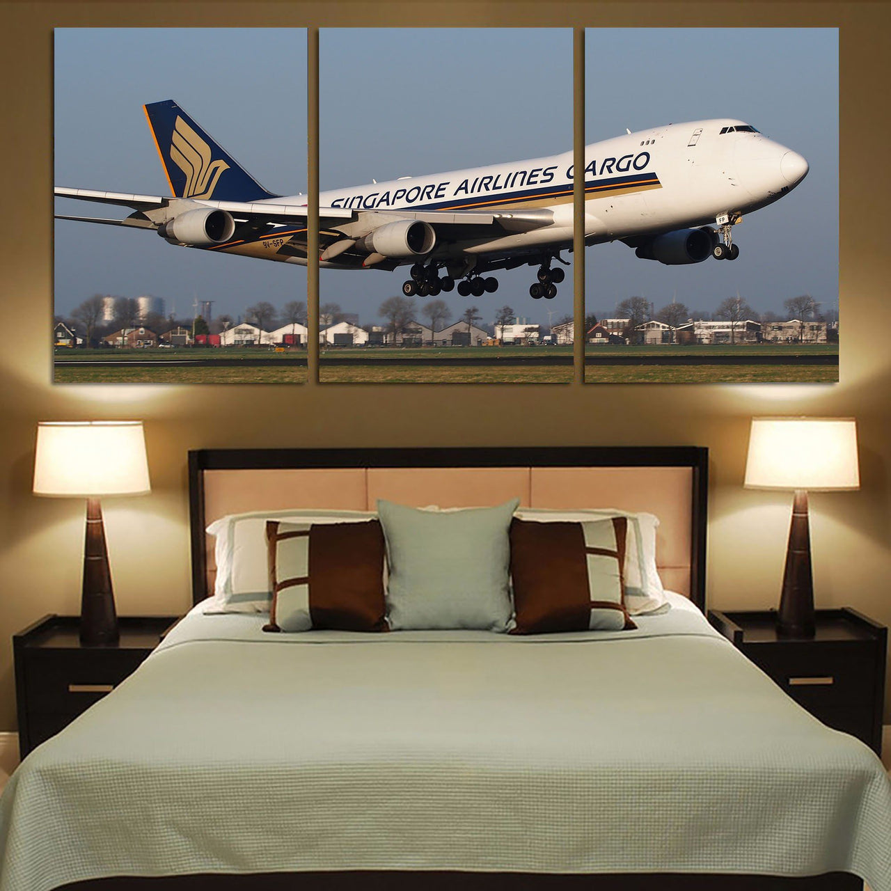 Singapore Airlines Cargo Boeing 747 Printed Canvas Posters (3 Pieces) Aviation Shop 