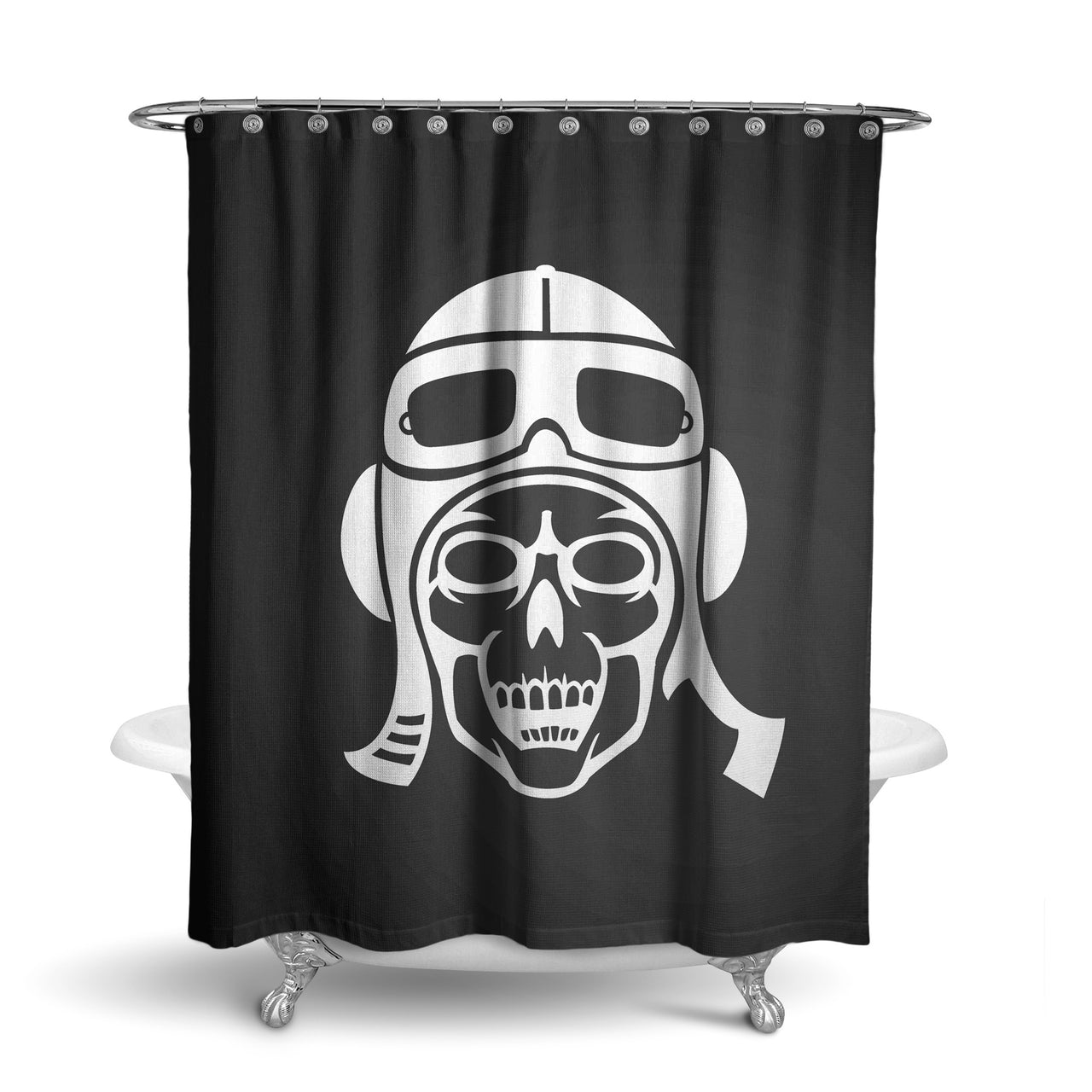 Skeleton Pilot Designed Shower Curtains