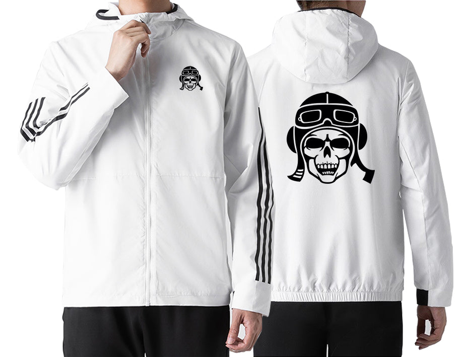 Skeleton Pilot Silhouette Designed Windbreaker Jackets