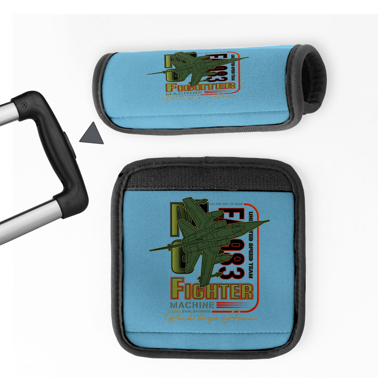 Fighter Machine Designed Neoprene Luggage Handle Covers