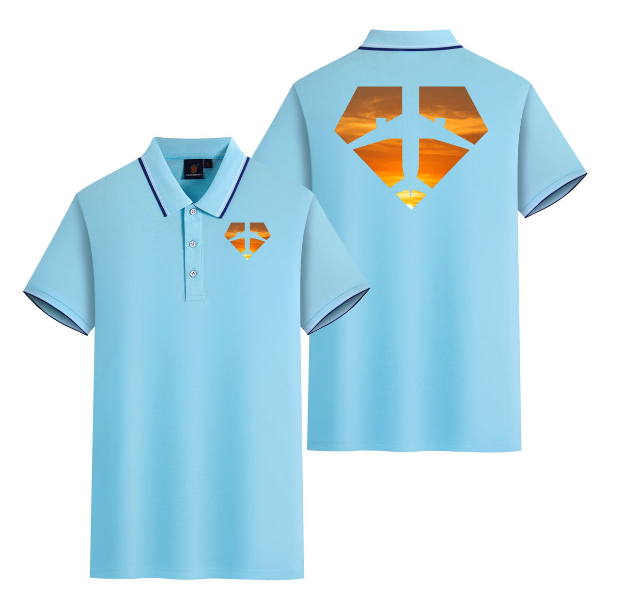 Supermen of The Skies (Sunset) Designed Stylish Polo T-Shirts (Double-Side)