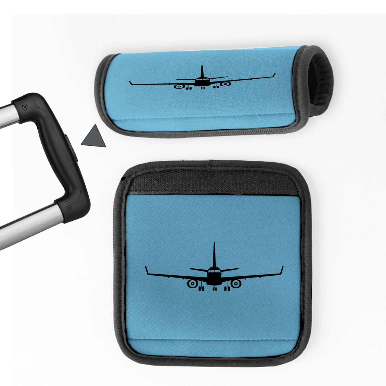 Embraer E-190 Silhouette Plane Designed Neoprene Luggage Handle Covers