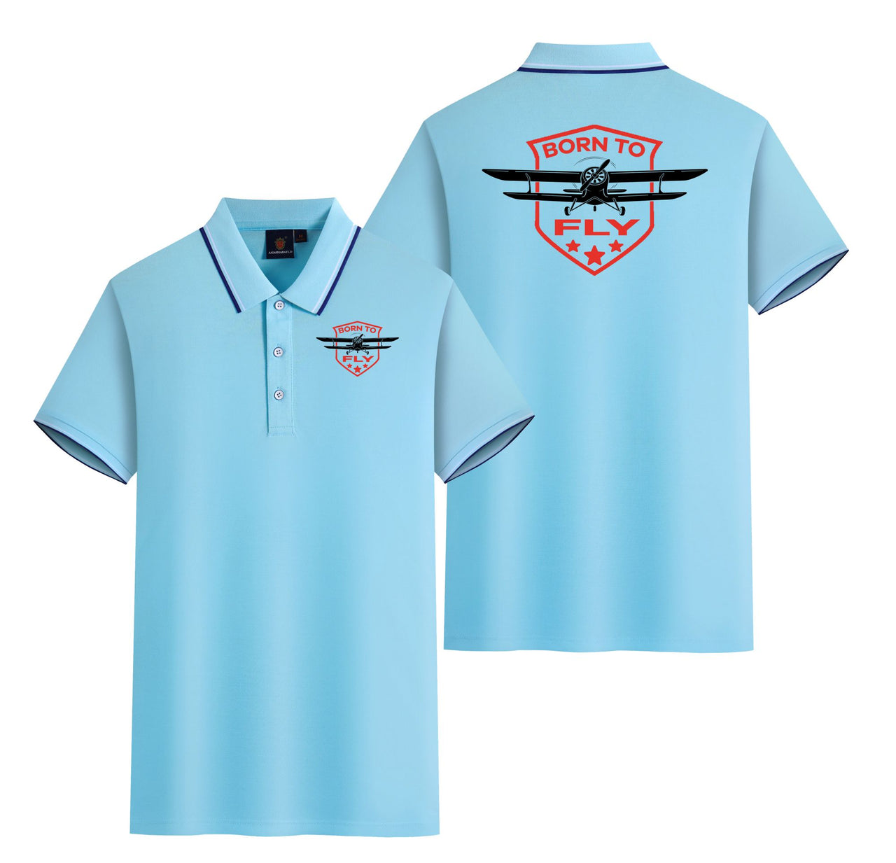 Super Born To Fly Designed Stylish Polo T-Shirts (Double-Side)