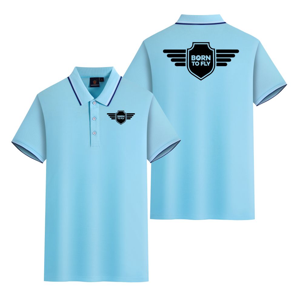 Born To Fly & Badge Designed Stylish Polo T-Shirts (Double-Side)