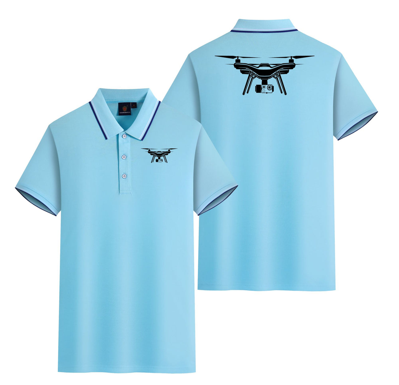 Drone Silhouette Designed Stylish Polo T-Shirts (Double-Side)
