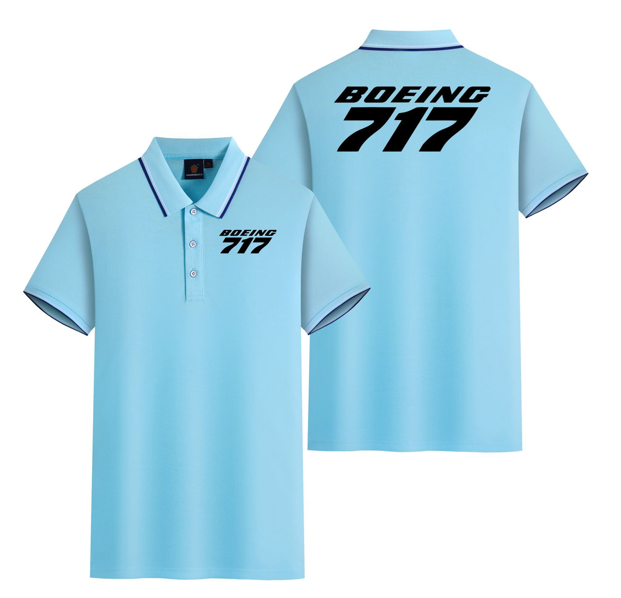 Boeing 717 & Text Designed Stylish Polo T-Shirts (Double-Side)