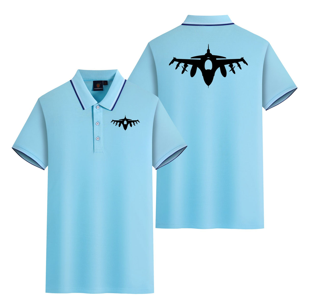 Fighting Falcon F16 Silhouette Designed Stylish Polo T-Shirts (Double-Side)