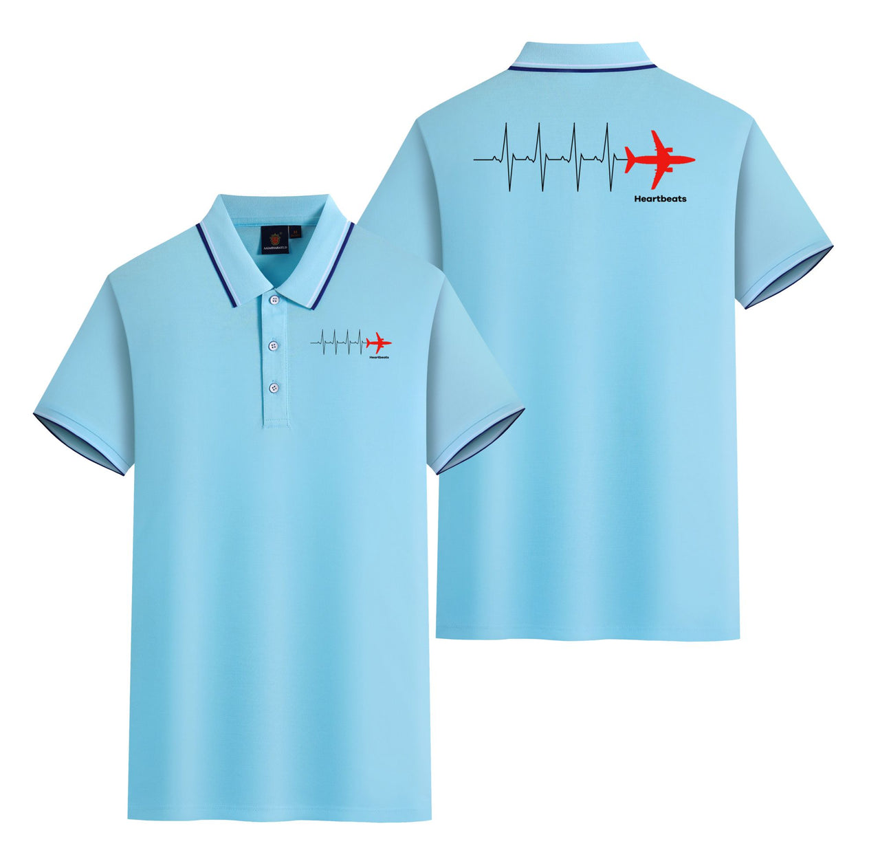 Aviation Heartbeats Designed Stylish Polo T-Shirts (Double-Side)