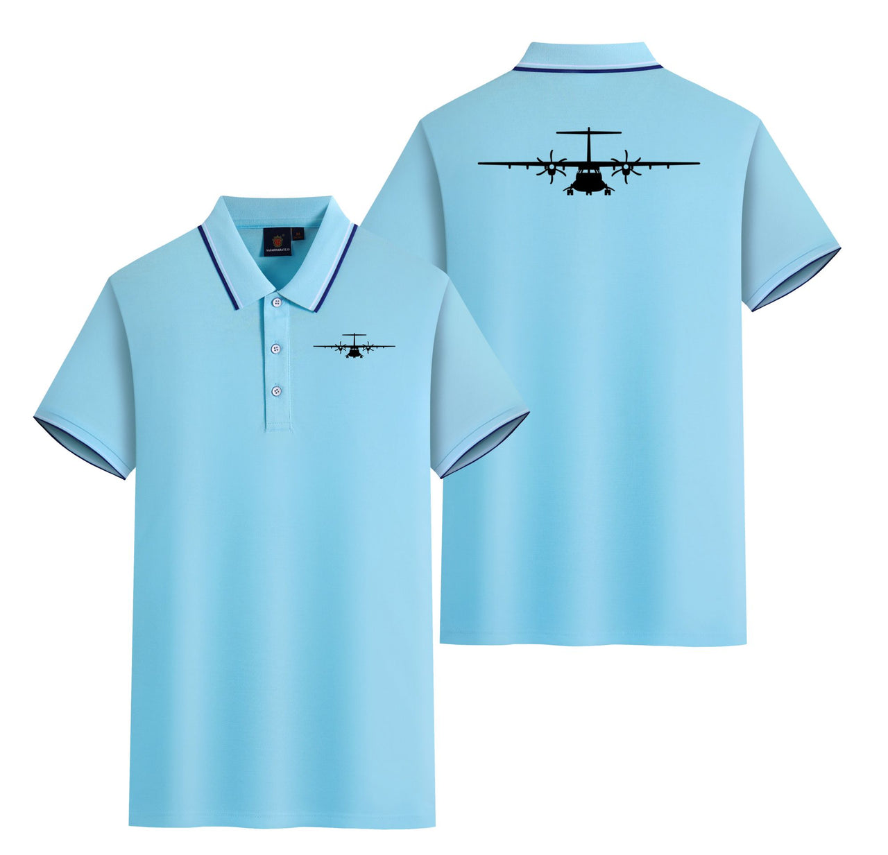ATR-72 Silhouette Designed Stylish Polo T-Shirts (Double-Side)