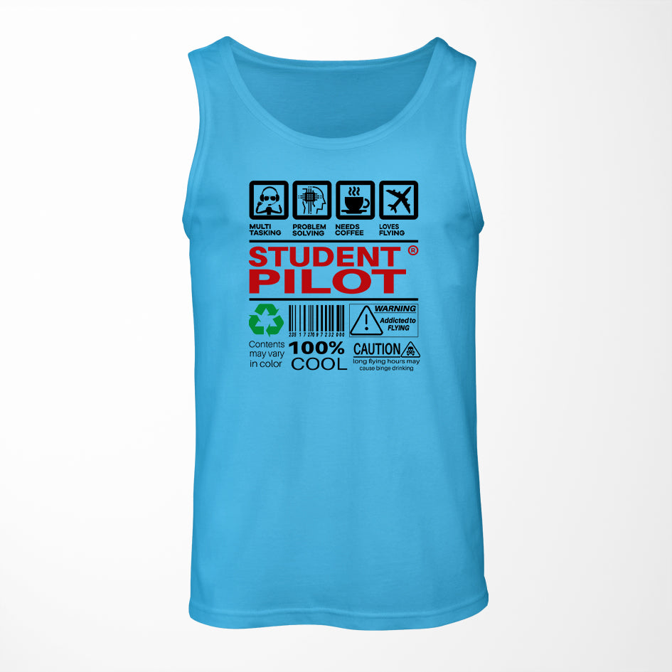 Student Pilot Label Designed Tank Tops