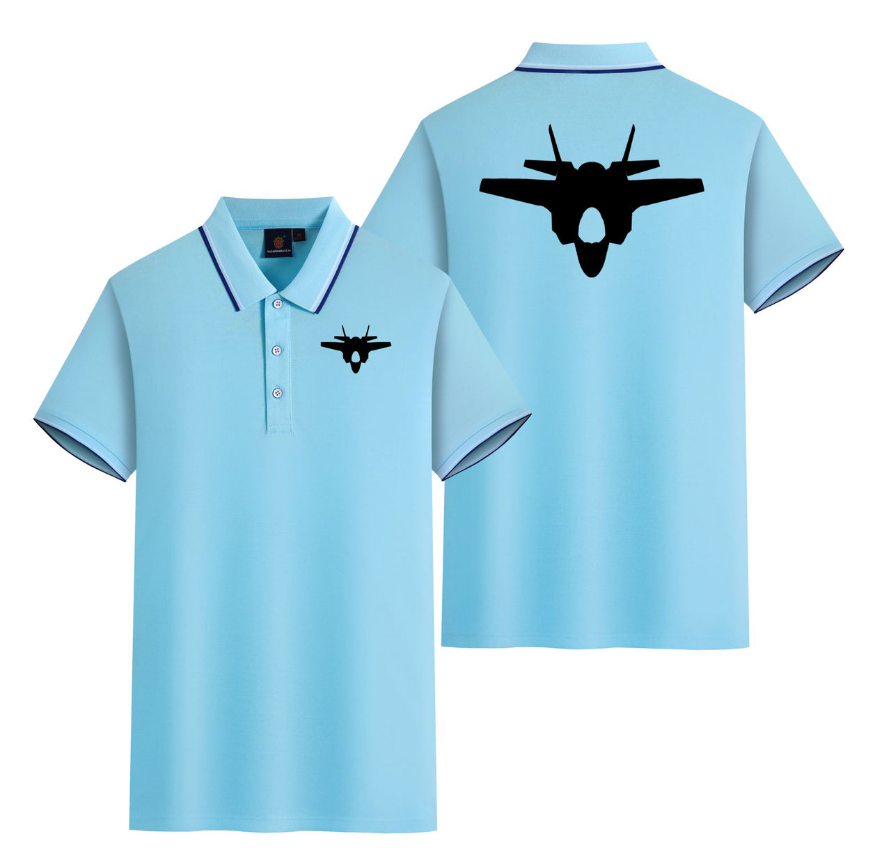 Fighter Jet 35 Silhouette Designed Stylish Polo T-Shirts (Double-Side)