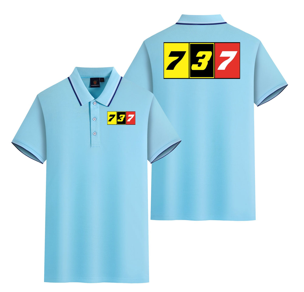 Flat Colourful 737 Designed Stylish Polo T-Shirts (Double-Side)