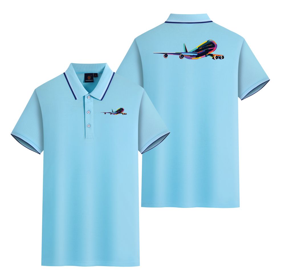 Multicolor Airplane Designed Stylish Polo T-Shirts (Double-Side)