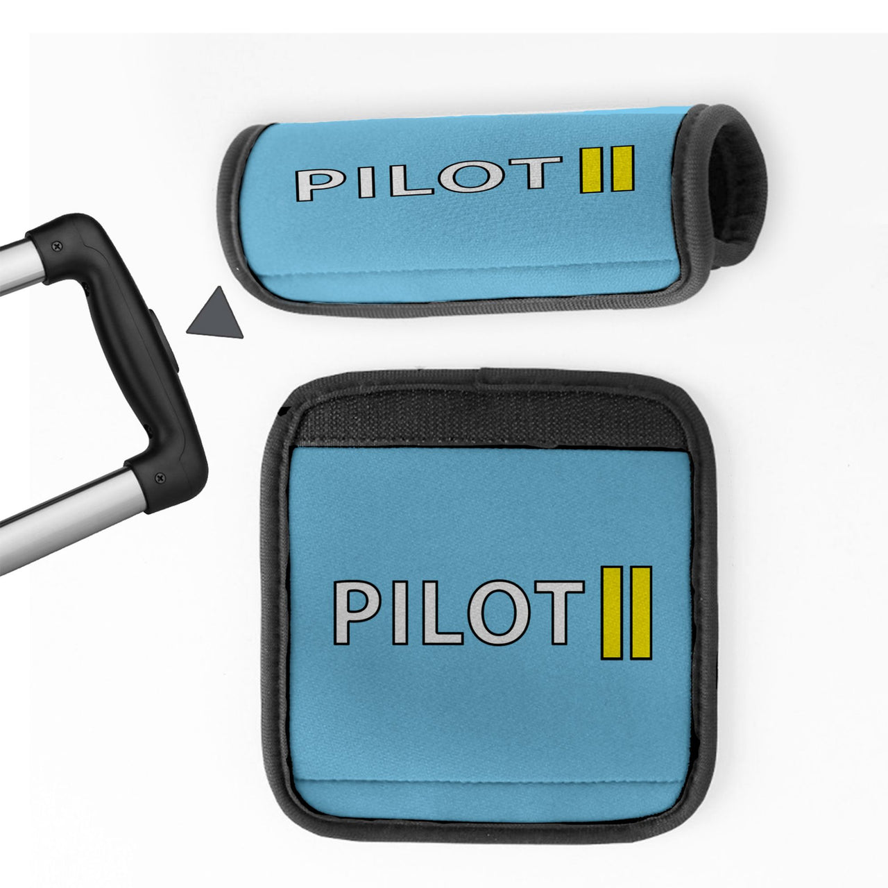 Pilot & Stripes (2 Lines) Designed Neoprene Luggage Handle Covers
