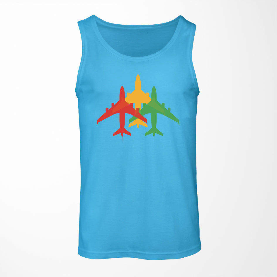 Colourful 3 Airplanes Designed Tank Tops