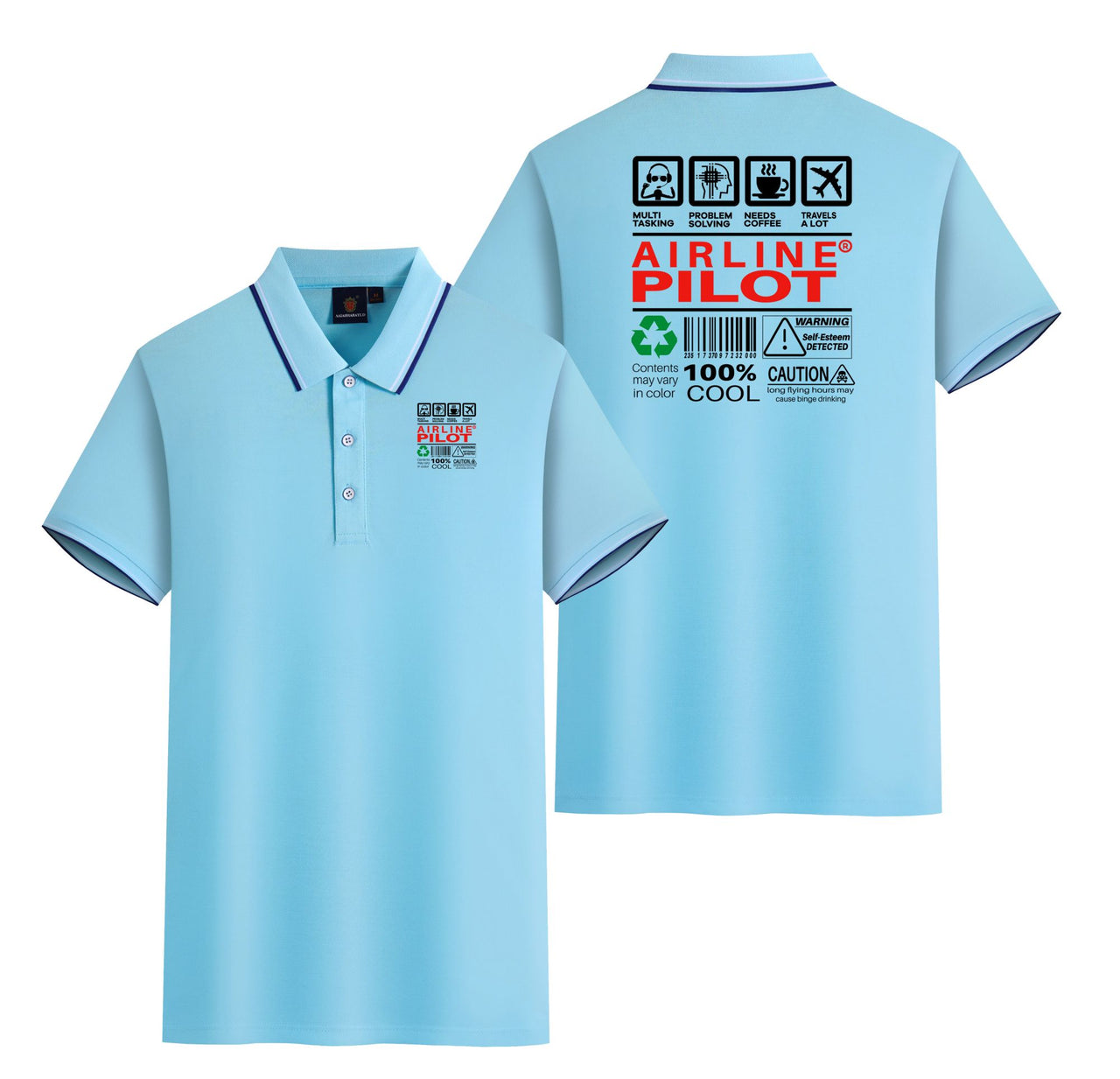 Airline Pilot Label Designed Stylish Polo T-Shirts (Double-Side)