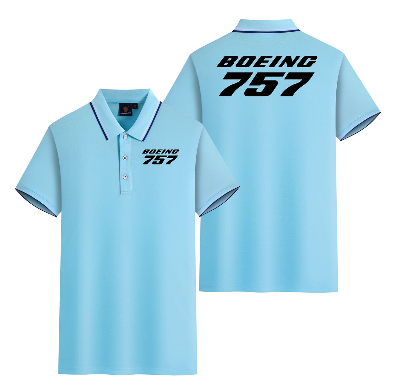 Boeing 757 & Text Designed Stylish Polo T-Shirts (Double-Side)