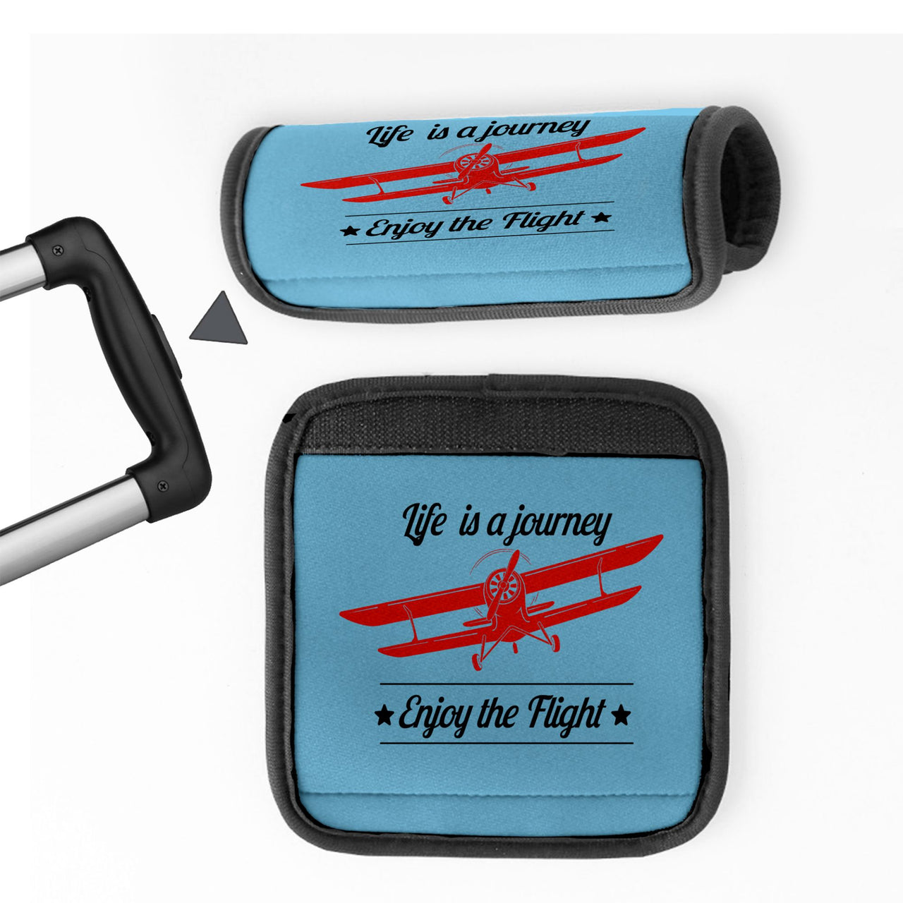 Life is a journey Enjoy the Flight Designed Neoprene Luggage Handle Covers