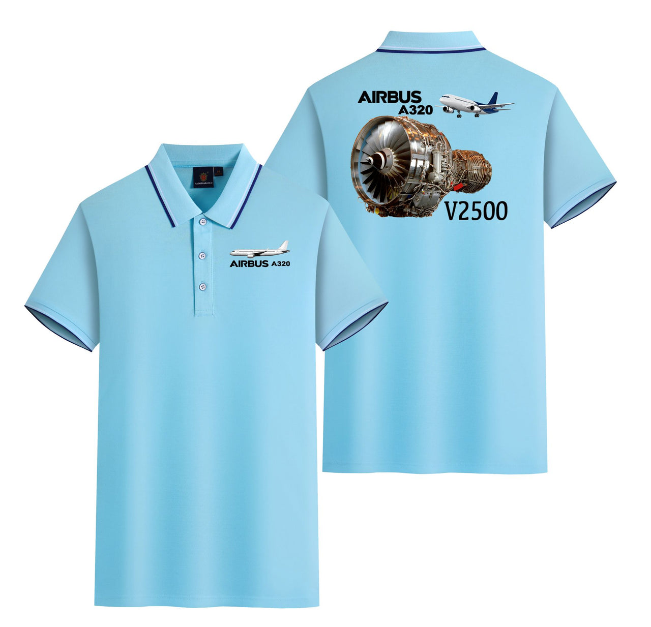 Airbus A320 & V2500 Engine Designed Stylish Polo T-Shirts (Double-Side)