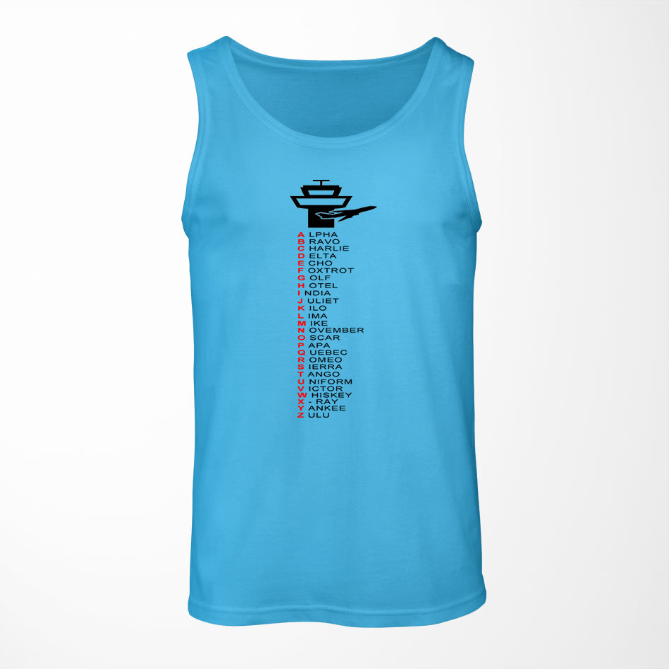 Aviation Alphabet Designed Tank Tops