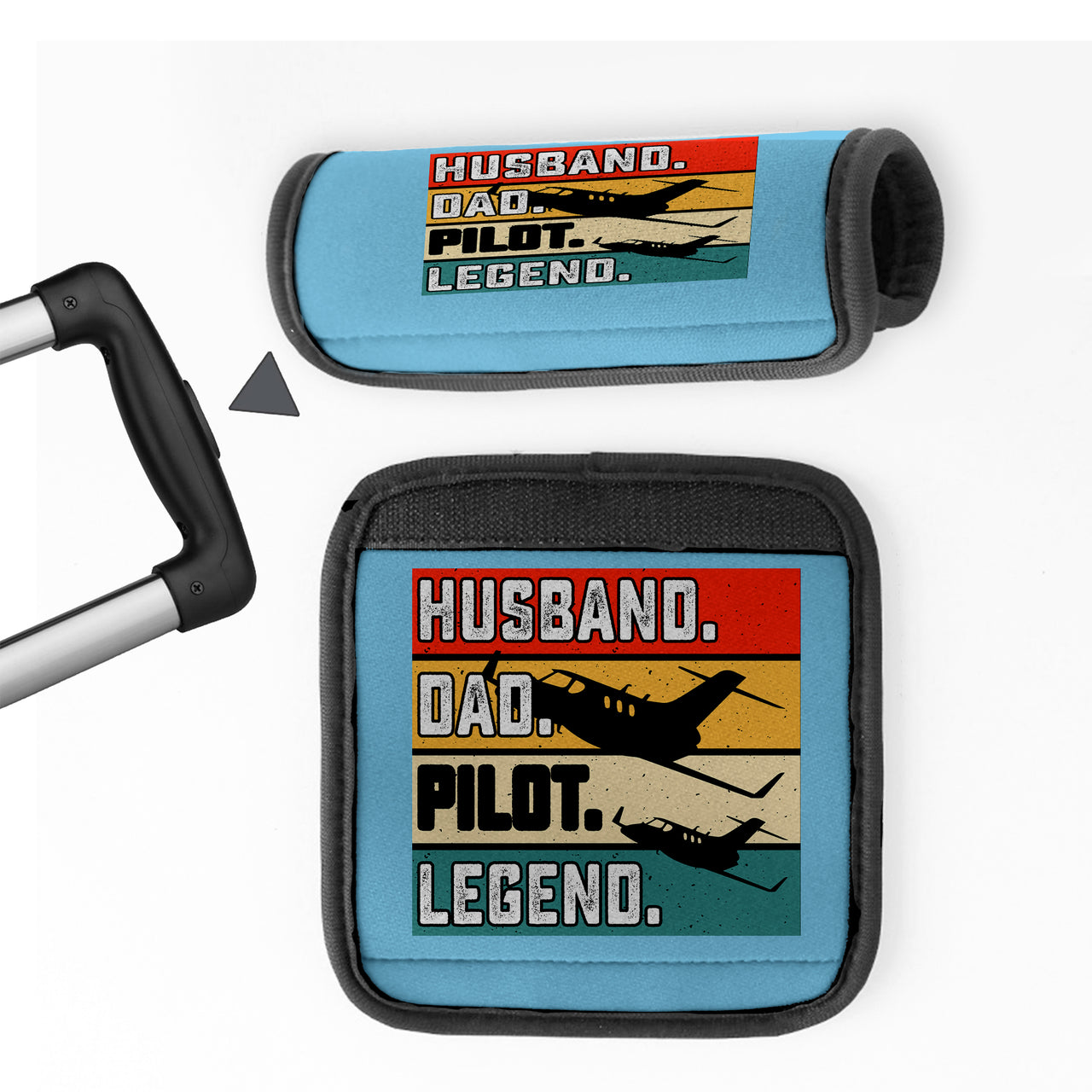 Husband & Dad & Pilot & Legend Designed Neoprene Luggage Handle Covers