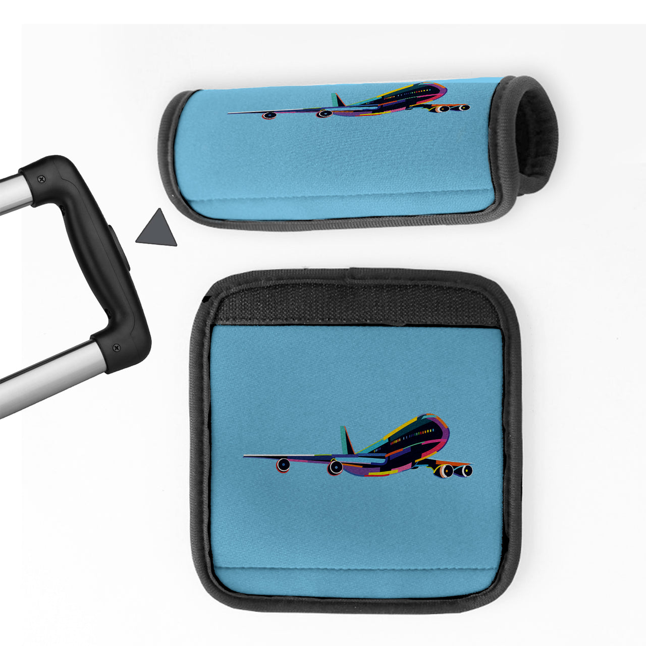 Multicolor Airplane Designed Neoprene Luggage Handle Covers