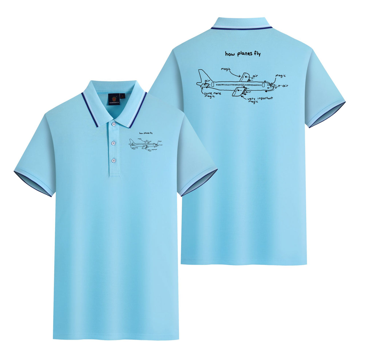 How Planes Fly Designed Stylish Polo T-Shirts (Double-Side)