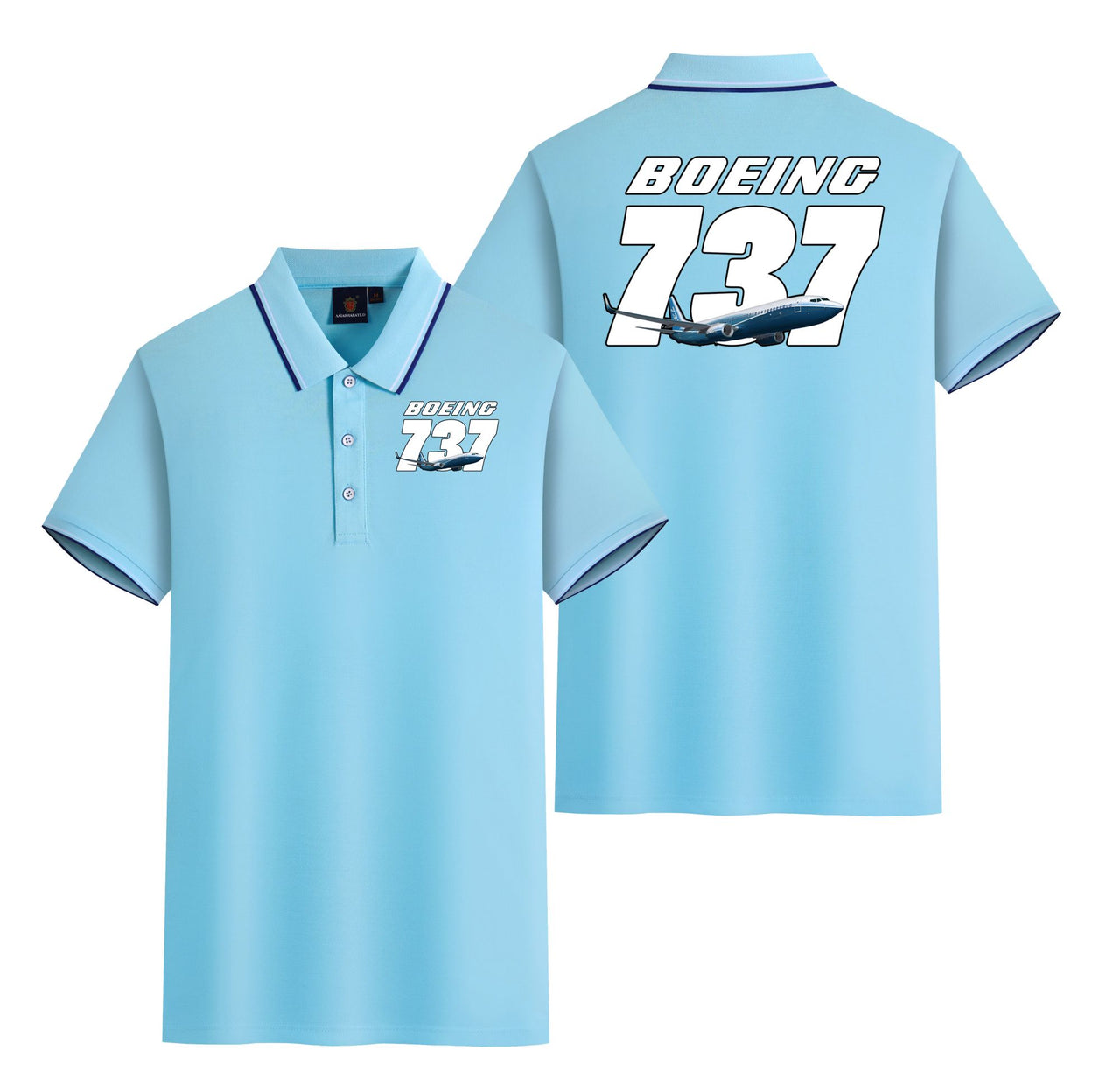 Super Boeing 737+Text Designed Stylish Polo T-Shirts (Double-Side)