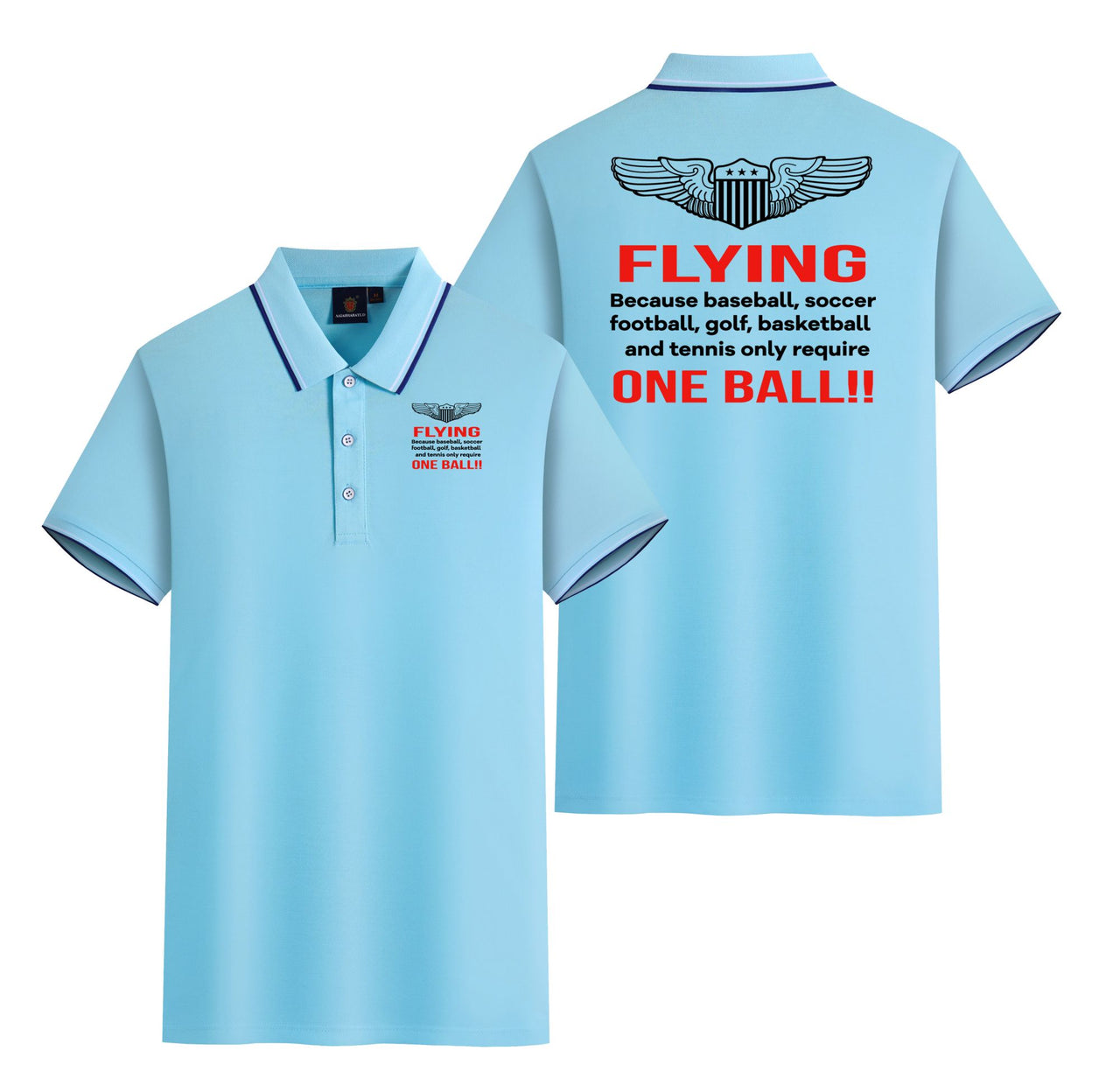Flying One Ball Designed Stylish Polo T-Shirts (Double-Side)