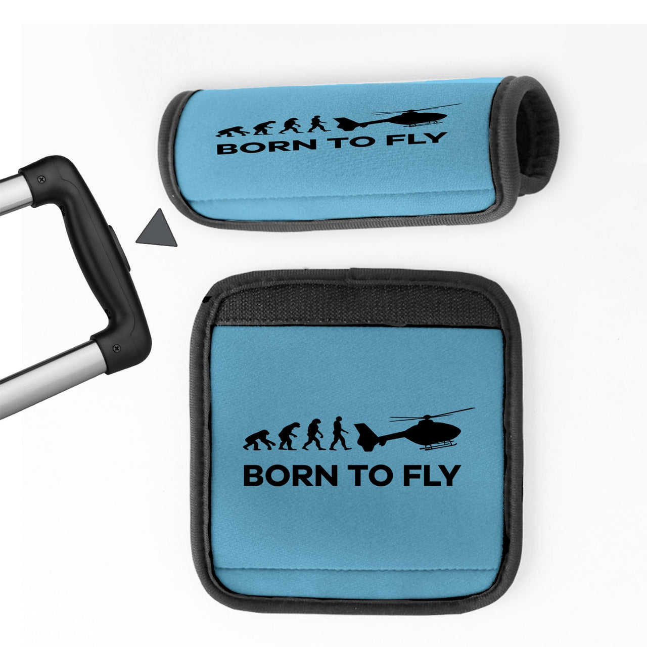 Born To Fly Helicopter Designed Neoprene Luggage Handle Covers