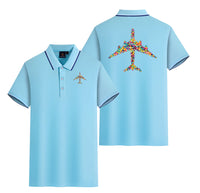 Thumbnail for Colourful Airplane Designed Stylish Polo T-Shirts (Double-Side)