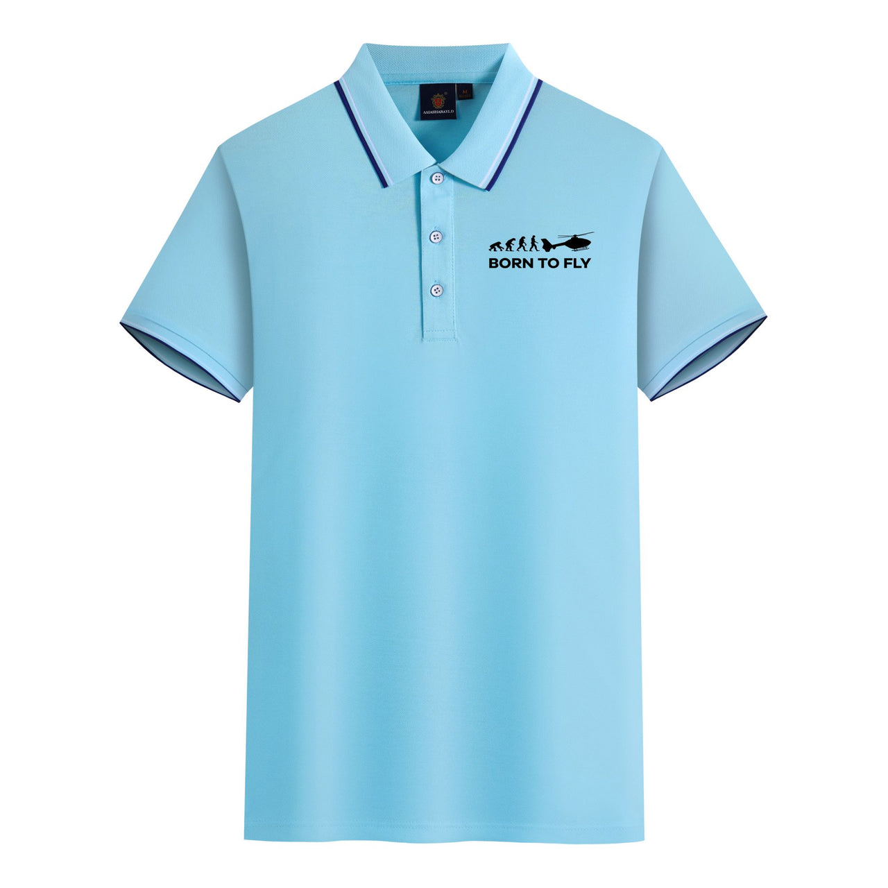 Born To Fly Helicopter Designed Stylish Polo T-Shirts