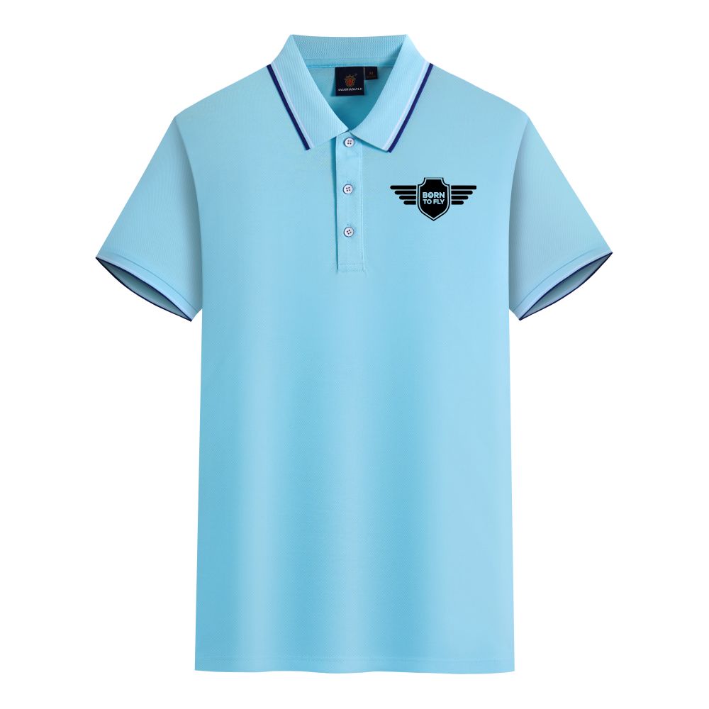 Born To Fly & Badge Designed Stylish Polo T-Shirts