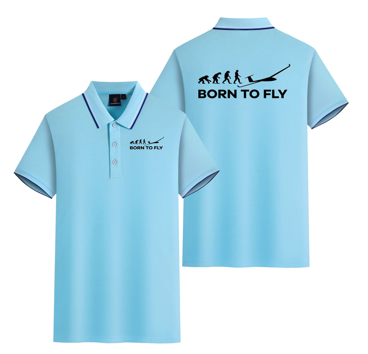 Born To Fly Glider Designed Stylish Polo T-Shirts (Double-Side)
