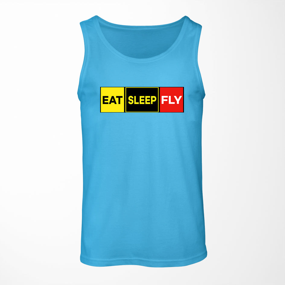 Eat Sleep Fly (Colourful) Designed Tank Tops
