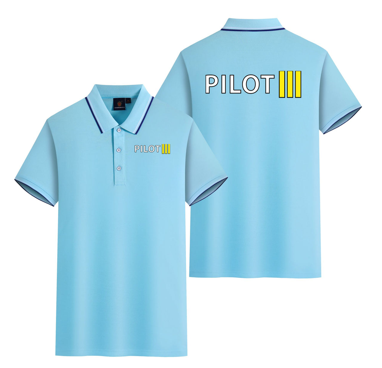 Pilot & Stripes (3 Lines) Designed Stylish Polo T-Shirts (Double-Side)
