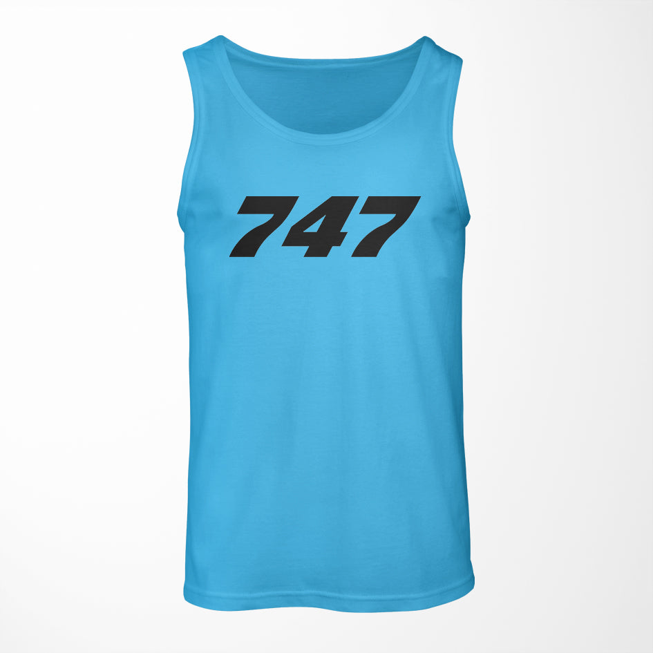 747 Flat Text Designed Tank Tops