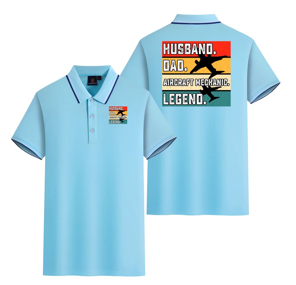Husband & Dad & Aircraft Mechanic & Legend Designed Stylish Polo T-Shirts (Double-Side)