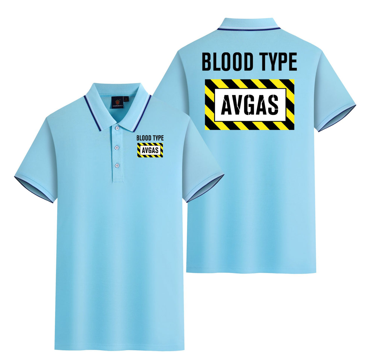 Blood Type AVGAS Designed Stylish Polo T-Shirts (Double-Side)